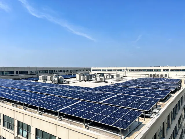 Solar PV modules in a commercial array