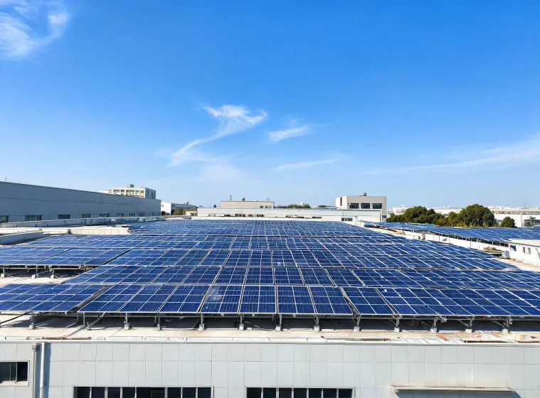 Commercial photovoltaic installation under clear sky